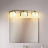 3-Light White Globe Bathroom Wall Light Metal Vanity Wall Sconce in Gold