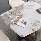 71" 7-Piece Rectangle Sintered Stone-Top Dining Table with Pedestal Base