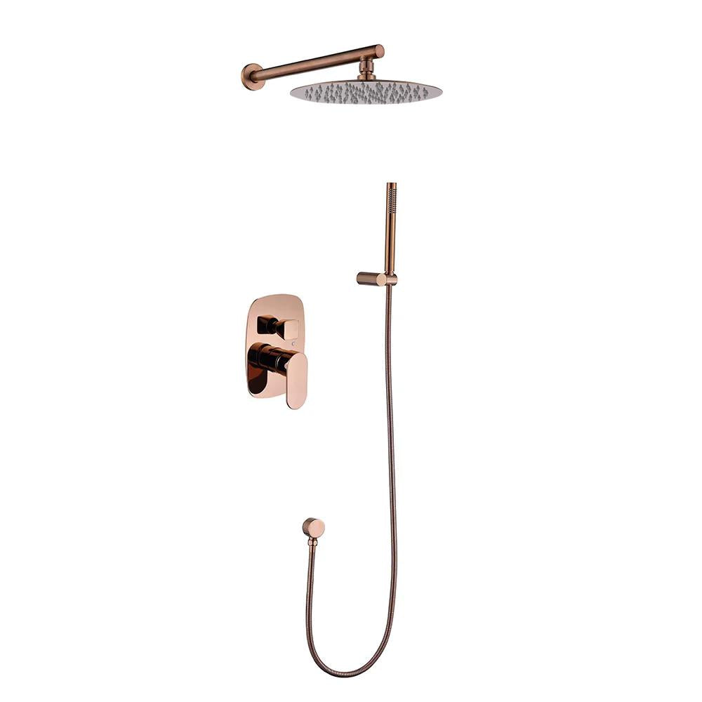 Wall-Mounted Rose Gold 2-Function Shower System with Thermostatic Valve