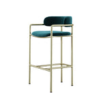 33.1 "Tabouret de bar vert moderne Velvet rembourré avec des jambes en or arrière