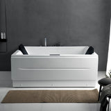 Bañera de esquina de acrílico moderna de 71 ", bañera de hidromasaje con masaje de aire, bañera de 3 lados con cromoterapia LED blanca
