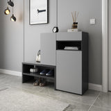 Gray Corner Shoe Storage Cabinet with 7 Shelves & 1 Drawer Entryway Shoe Storage