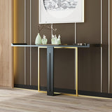 Table de console étroite de 39 "pour le foyer d'entrée en bois massif noir et métal doré en petit