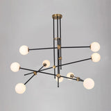 Moderna lámpara de araña Sputnik de luz cálida de 12 luces en negro y dorado