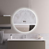 24" Frameless Round LED Bathroom Wall Mirror Acrylic Anti-Fog