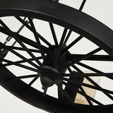 Massie Vintage Chimney Glass Shade 6-Light Chandelier Black Metal Wagon Wheel