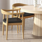 Chaise de salle à manger arrière courbe moderne fauteuil en bois en cuir rembourré