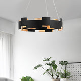 Moderner 8-Licht-Wohnzimmer-LED-Kronleuchter in Schwarz