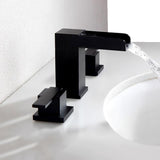 Mero Modern Waterfall Adpread Double Manque Robinet d'évier de salle de bain à angle droit en finition noire mate