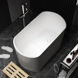 Bañera de inmersión japonesa de resina de piedra blanca mate independiente ovalada profunda moderna de 40"