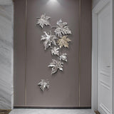 8 piezas de decoración de pared para el hogar con hojas de arce doradas 3D modernas