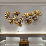 55.1" x 23.6" 3D Golden Ginkgo Leaves Metal Wall Decor