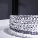 Fregadero de baño de cristal transparente con forma de diamante de recipiente