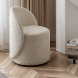 Nordic Wool Boucle Round Vanity Stool Accent Chair with Low Back