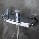 Mont mural cascade 2-Handle Matte Back Bathtub Filler Faucet avec douche à main