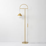 مصباح الأرضية الذهبية الحديثة قوس مع الظل الزجاجي البيضاء 1-Light