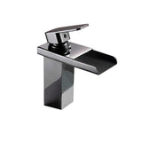 Modern LED Waterfall Single Handle One-Hole Faucet for Bathroom Sinks Polished Chrome