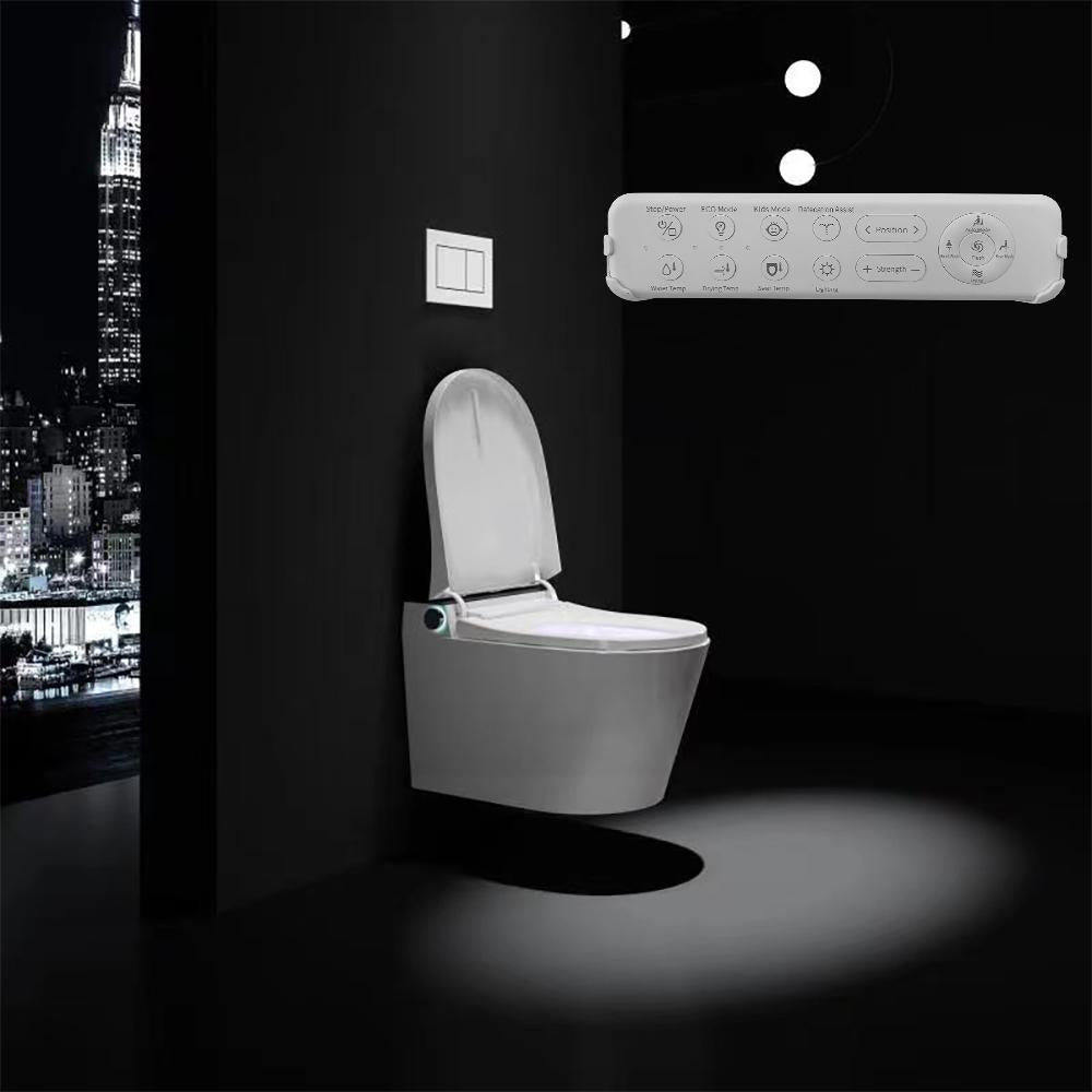 Elongated One-Piece Wall Mounted Automatic Toilet with In-Wall Tank & Carrier System
