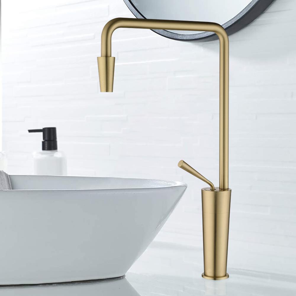 Single Hole Bathroom Vessel Sink Faucet Solid Brass in Black