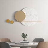 Modern Geometric Wall Decor Round Metal Wall Art in Gold & White