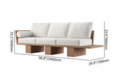 97" Walnut Modern Solid Wood Living Room Sofa 3-Seater Cotton & Linen Upholstery