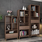 Ultic Modern Walnut Bookshelf Librería con marco de metal y cajón