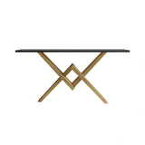 Table accent de table de console étroite noire et or pour l'entrée x métal de base en petit