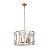 Modern Art Deco 6-Light Drum Chandelier Light Natural Rope Beige Hand-wrapped Lamp