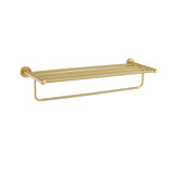 24" Wall Mounted Brass Bathroom Shelf with Towel Rack in Brushed Gold