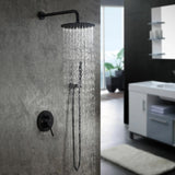 12" Matte Black Wall Mounted Rain Shower System with Rainfall Shower Head Solid Brass