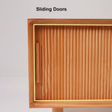 39.4インチ 素朴な収納ベンチ 収納引き戸付き 調節可能な棚 天然松材