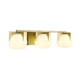 3-Light White Globe Bathroom Wall Light Metal Vanity Wall Sconce in Gold