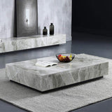 Modern Gray Rectangle Coffe Table with Stone Top & Storage-Coffee Tables,Furniture,Living Room Furniture