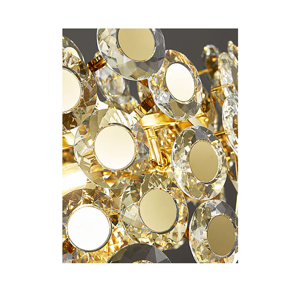 Postmodern 12-Light Circular Crystal Chandelier with Mirror Glass Decor