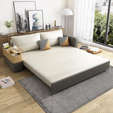 77" Beige & Gray Sleeper Sofa with Lift Top End Table Convertible Sofa Bed with Storage