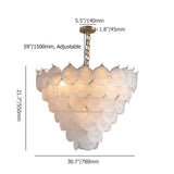 8-Light Contemporary White Tiered Glass Chandelier with Shell-Shaped