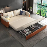 79-Zoll-Schlafsofa mit Stauraum, gepolstertes, umwandelbares Bett aus Baumwolle und Leinen