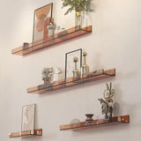 Set of 3 Brown Clear Wall-mounted Shelf Set 3-Piece Floating Shelf Set