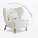 White Lamb Wool Accent Chair Wingback Chair in Wooden Frame-Richsoul-Chairs &amp; Recliners,Furniture,Living Room Furniture