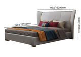 Modern Wingback Bed Microfiber Leather Upholstered Bed, Cal King
