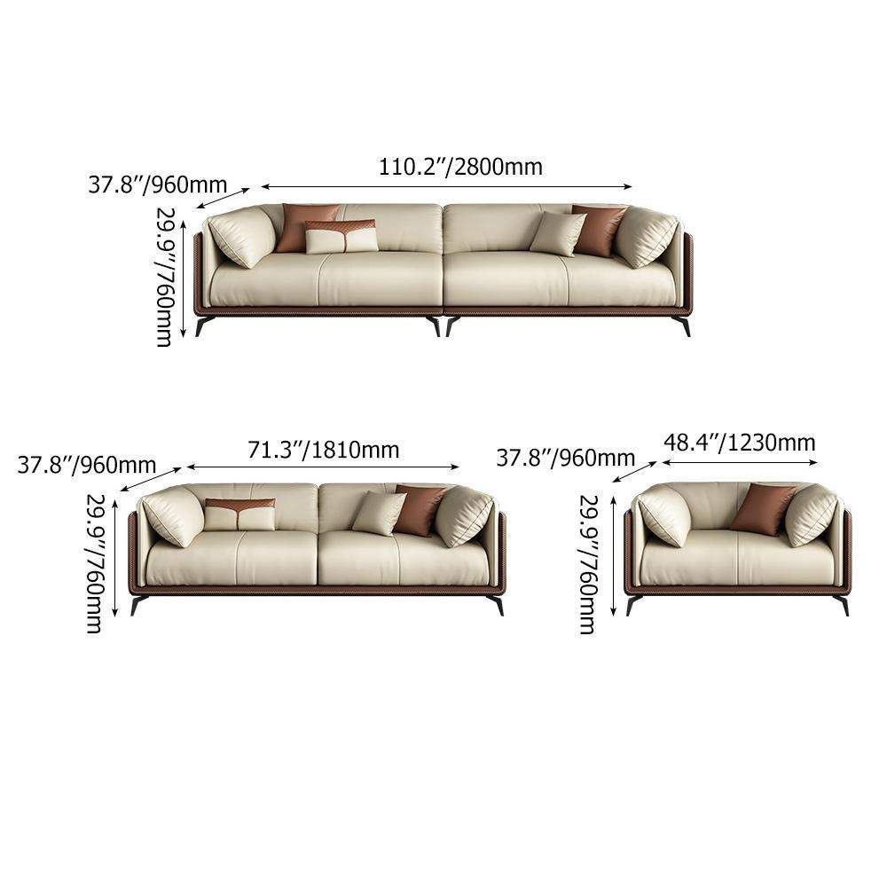 3 Pieces Living Room Set Microfiber Leather Upholstered Sofa in Brown & Beige-Furniture,Living Room Furniture,Living Room Sets