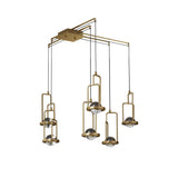 Moderna lámpara de araña de cristal de 6 luces en dorado