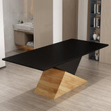 6~8 Seater Black Rectangular Dining Table Solid Wood Dinner Table