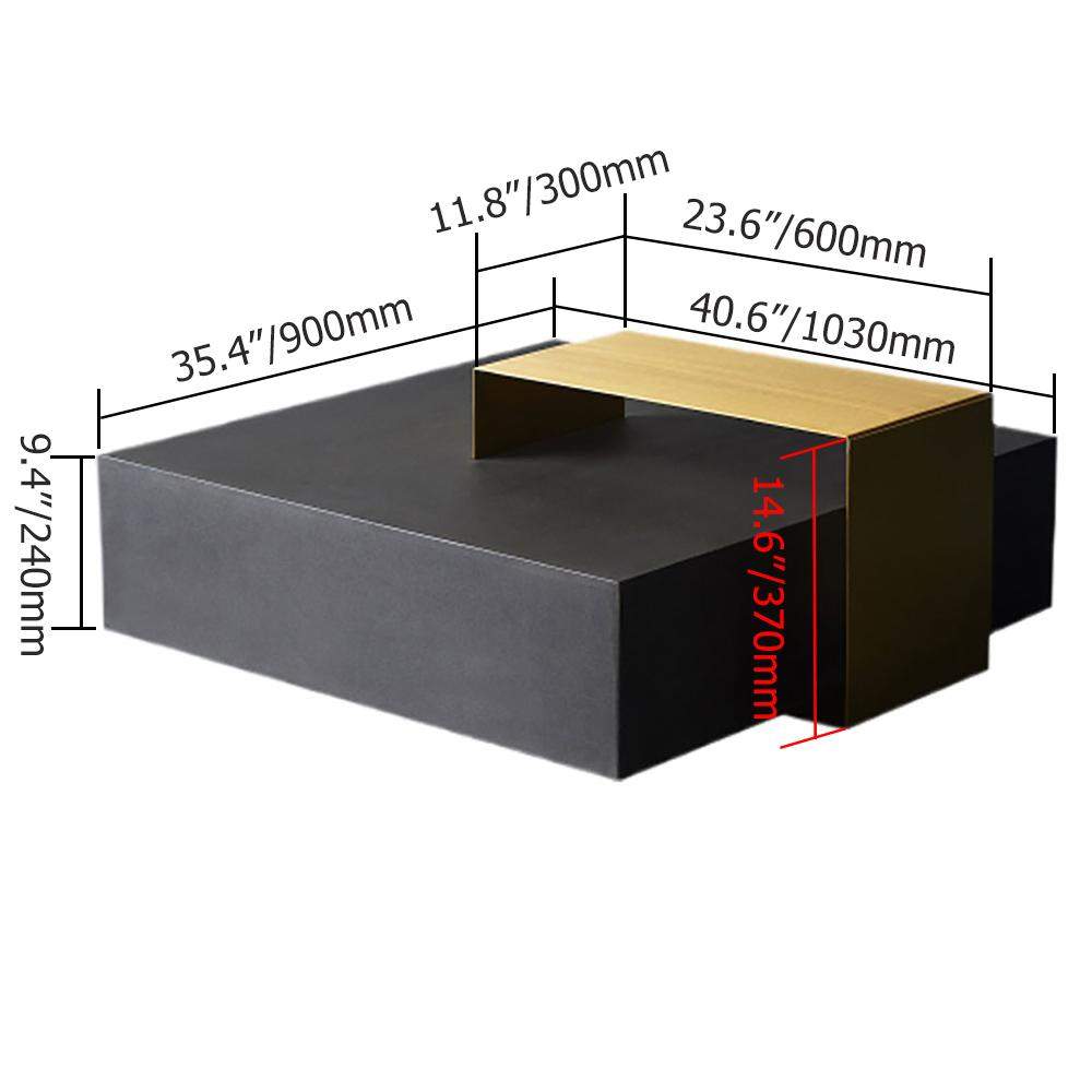 Black Coffee Table in MDF & Metal Rectangle Accent Table-Richsoul-Coffee Tables,Furniture,Living Room Furniture