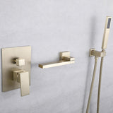 Ultramodern Brushed Gold Wall Mounted Swirling Tub Filler Faucet with Hand Shower