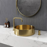 Contemporary Gold Round Stainless Steel Vessel Sink Luxury Wash Sink