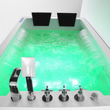 73 "" LED acrylique Whirlpool Massage de l'eau Double cascade à 3 côtés Baignoire du tablier