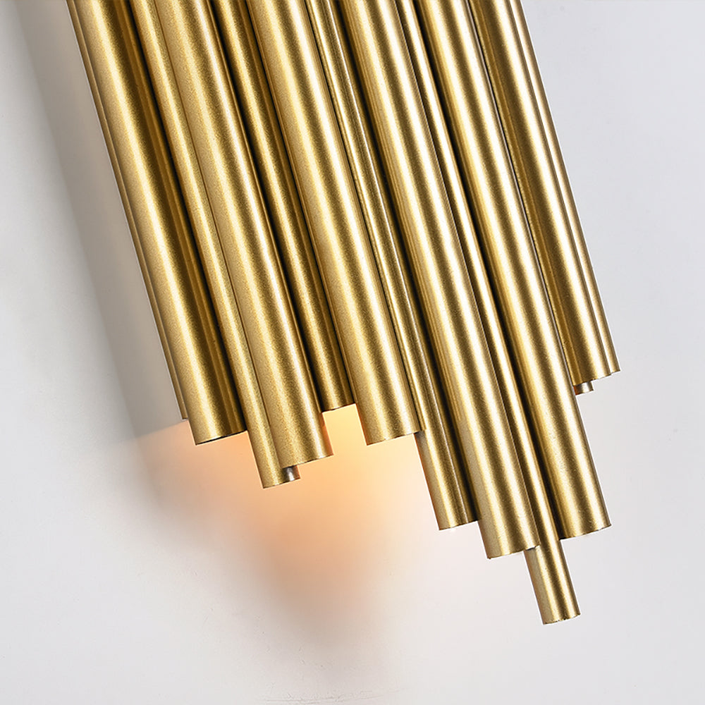 Postmodern Fluted Gold Wall Sconce 2-Light Flush Mount Wall Lighting