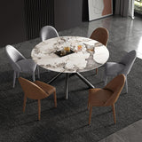 Mesa de comedor redonda moderna de 53" con tablero de mármol sintético para 6 personas