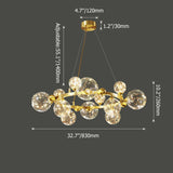 Chandelier LED Gold 12 Light Glass LED avec câble réglable
